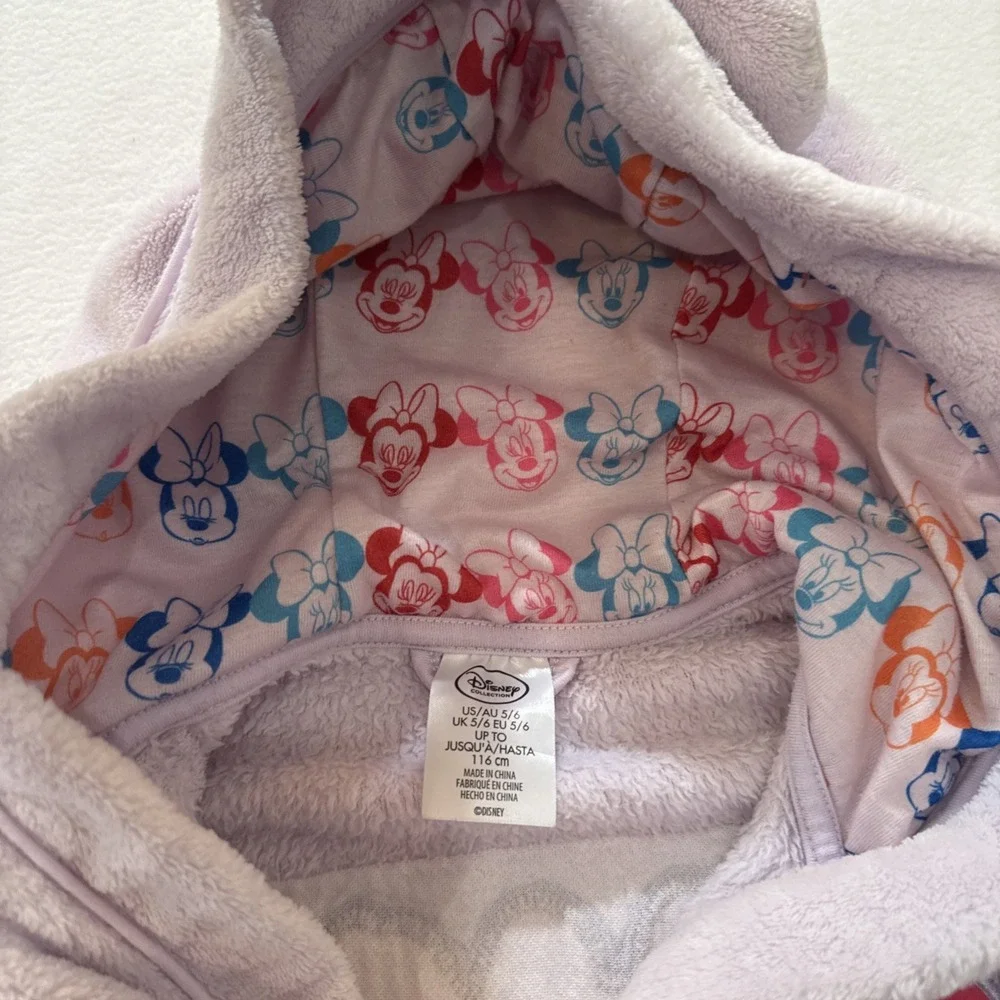 Disney Minnie Mouse Pink Minky Fleece Girl's Bathrobe, Robe SZ 6